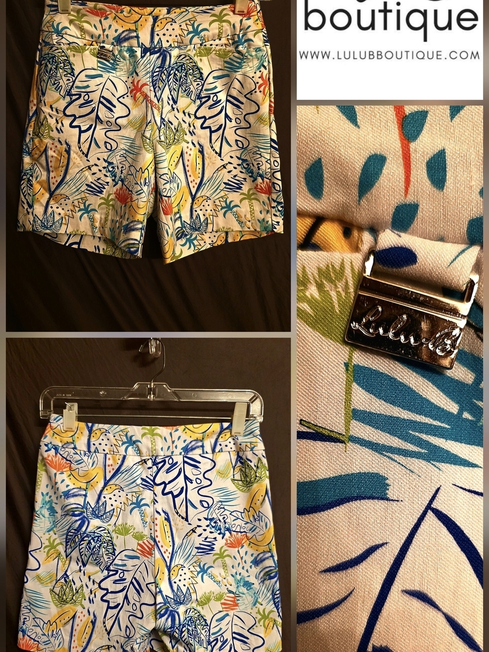 3 For $30😃 Lulu-B High-Waisted White Shorts With Tropical Print